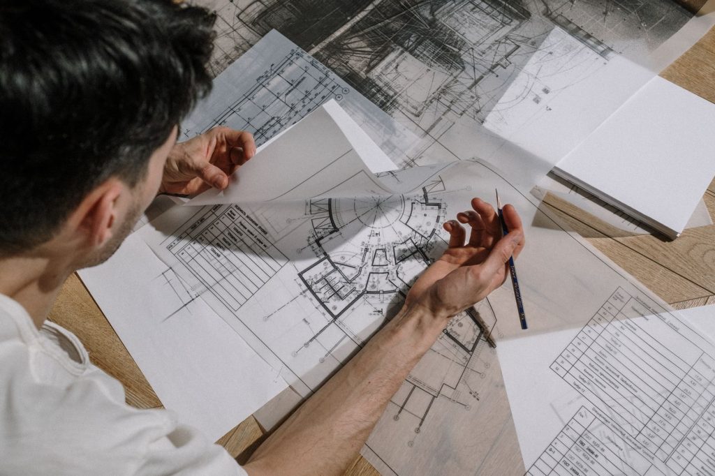 An architect drawing a lighting plan