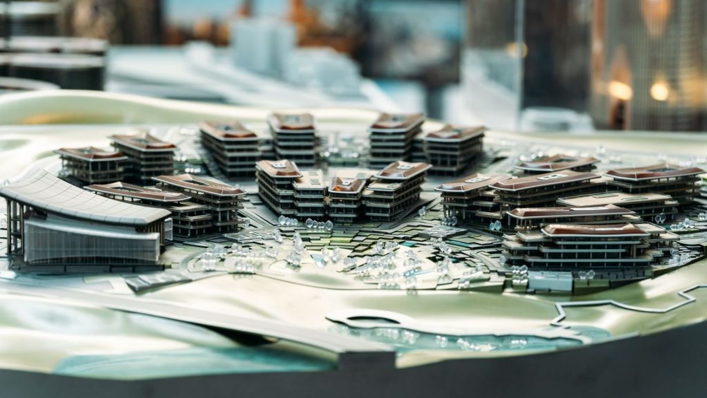 An architectural model of a development